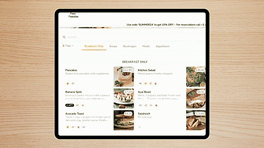 Make It Butter online ordering menu by Figure POS, shown on a tablet